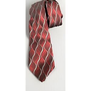 Paul Dione Red And Gray 100% Silk Tie